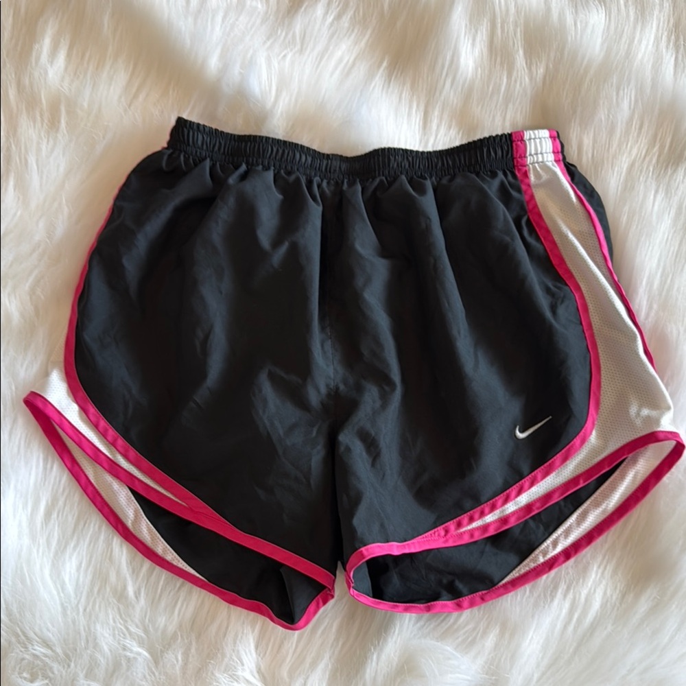 Nike Black and Pink Athletic DRI-FIT Shorts Lightweight Design